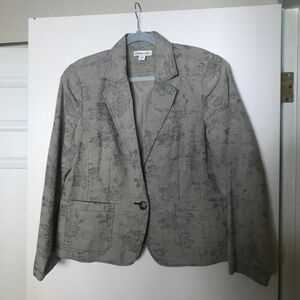 Coldwater Creek Blazer Jacket 16 XL Linen blend Tapestry Victorian tan grey